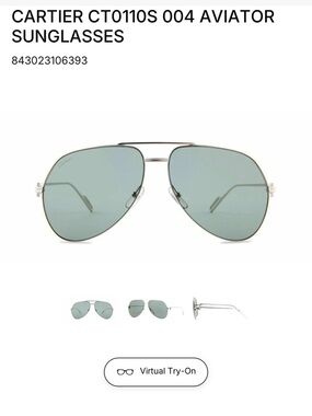 Cartier Silver Frame Sunglasses with Green Lenses